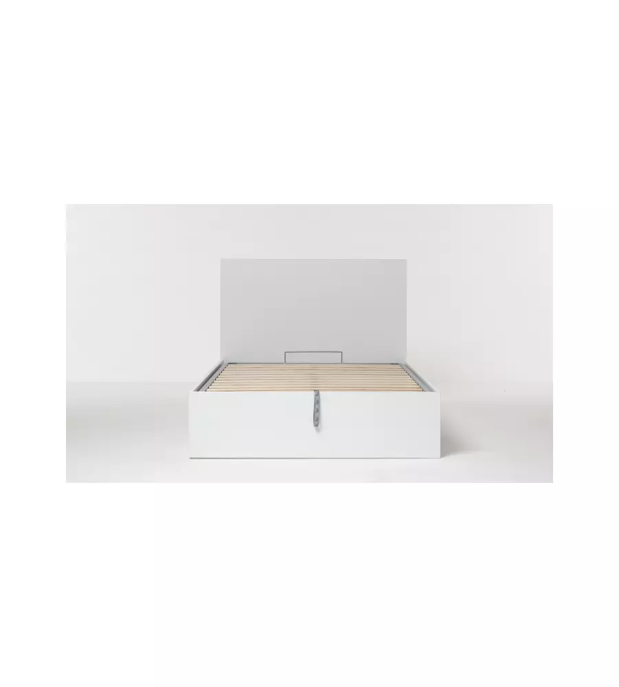 Letto 1 piazza e mezza "hi box" bianco con rete e contenitore, 120x190 cm